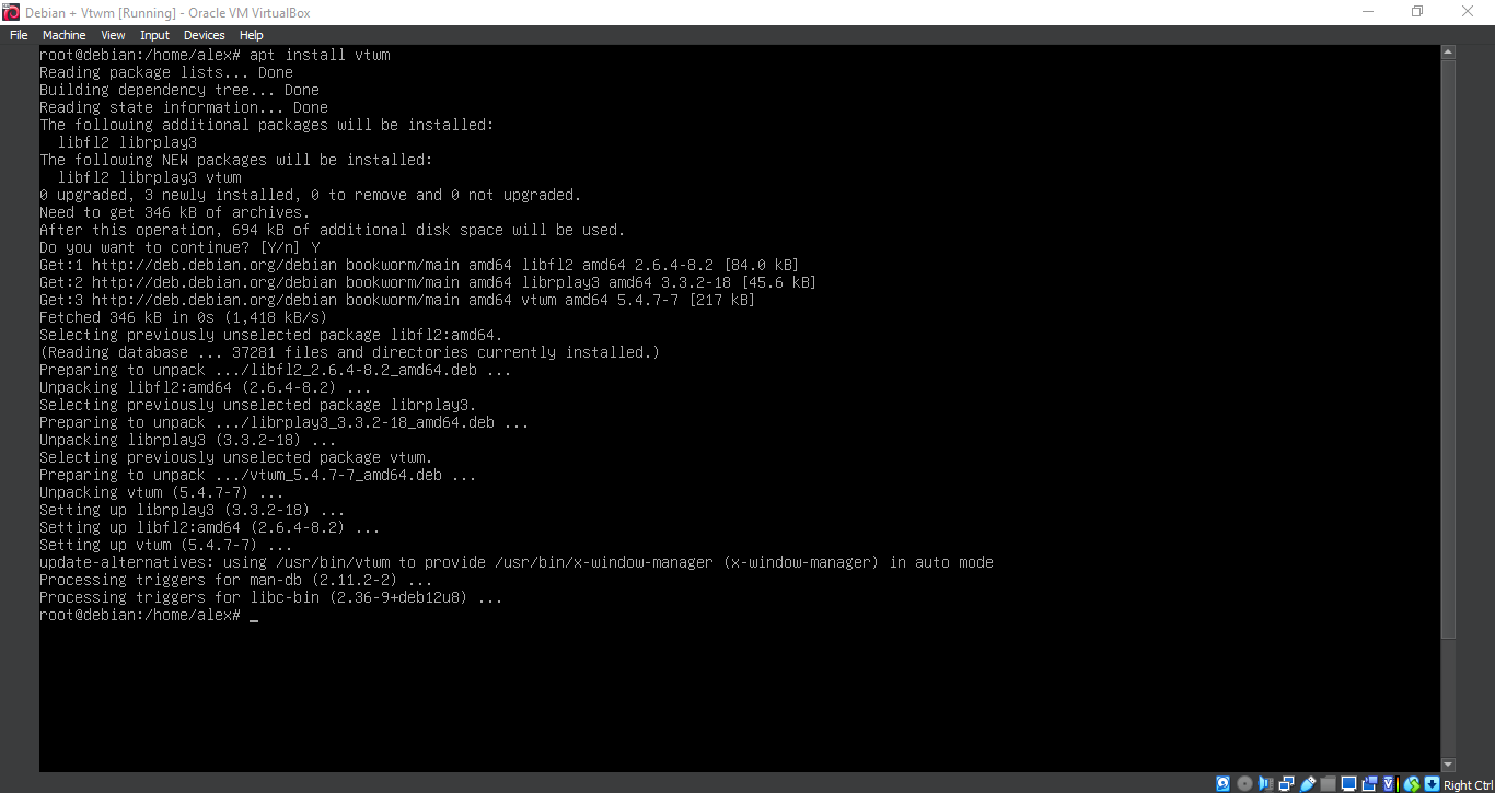 Running 'apt install vtwm'